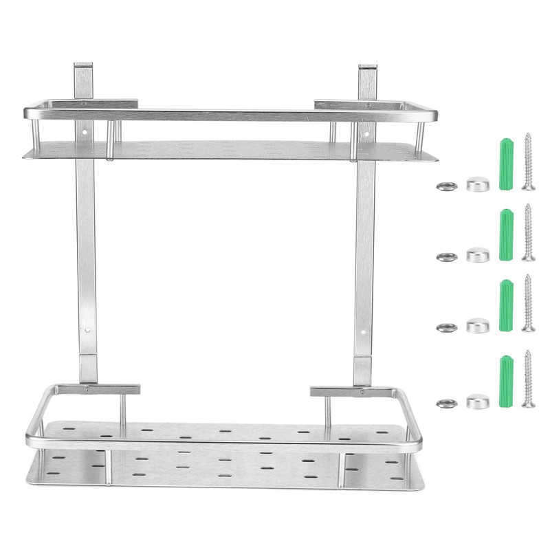 Space Aluminum Bathroom Shelf RustProof Shower Rack Kitchen Storage Basket