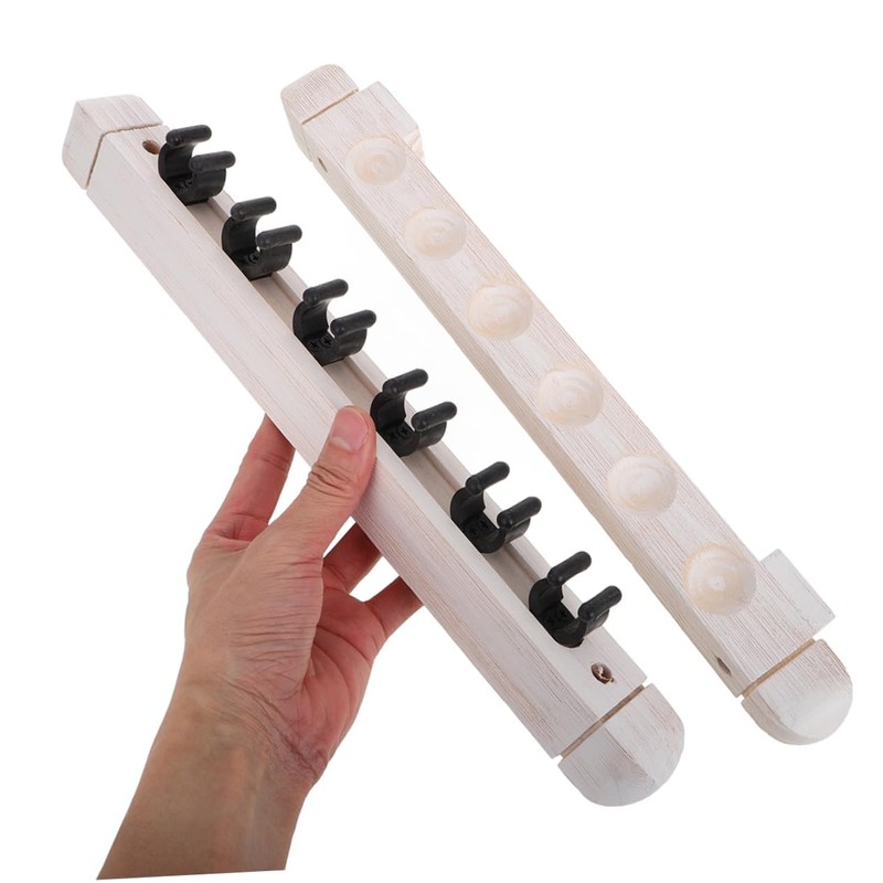 KOMBIUDA 6 Slot Wall Mounted Pool Rack Solid Wood Billiard