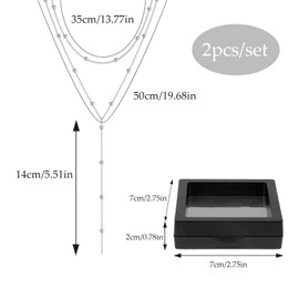 KHDULQ Lariat Long Y-Chain Women's Necklace Stainless Steel in Gold Silver, Long Chain Women's Jewellery for Women Fine Chain Waterproof Adjustable with Jewellery Box, Metal, none