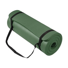 Fitvids Yoga Mat 1-Inch Extra Thick High-Density Exercise Mat with Non-Slip Surface & Carry Strap for Men & Women Tear-Resistant Pilates Workout Mat for Home Gym, Floor Fitness, Green Jasper