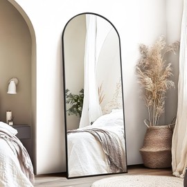 Arched Full Length Mirror, Floor Mirror with Stand, 59"x16" Mirrors for Home Decor, Full Length Body Floor Mirrors, Wall Mounted Mirror for Bedroom, Black