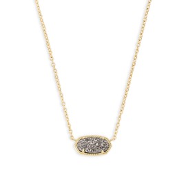 Kendra Scott Elisa Pendant Necklace for Women, Fashion Jewelry, 14k Gold-Plated, Platinum Drusy