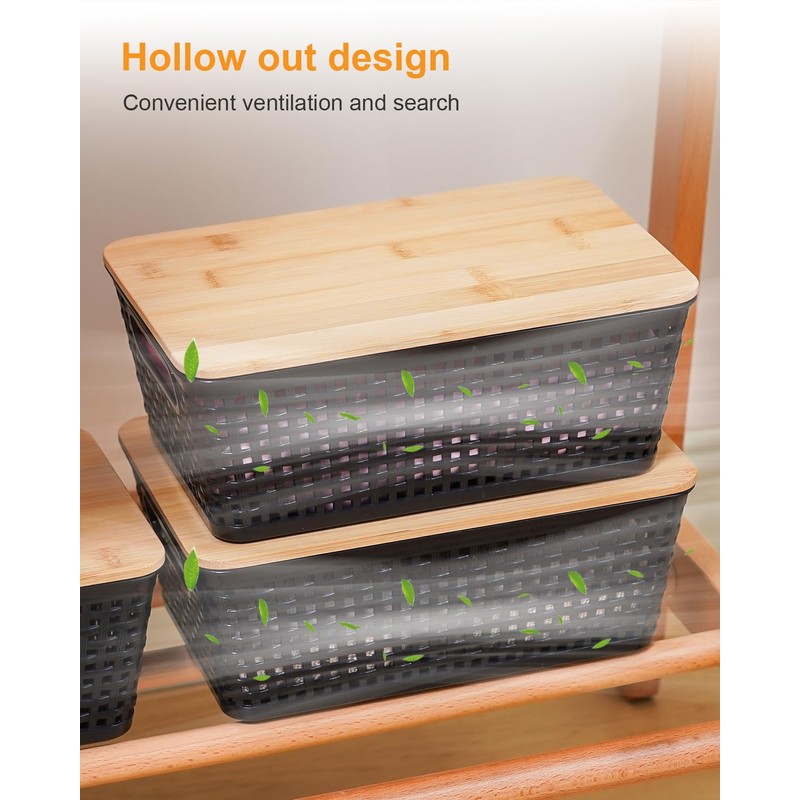 Storage Bins with Lids 6 Packs, Plastic Storage Bins with