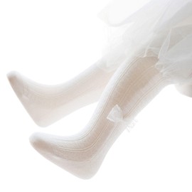 Girls Tights Toddler Cotton Baby Leggings Bowknot Cable Knit Tights for Toddlers Infant Stockings White&Pink&Gray 4-6 Years