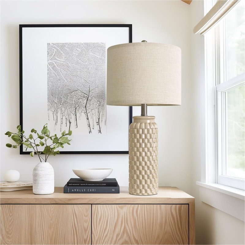 USumkky 24" Modern Ceramic Bedside Lamp Set of 2 for