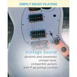 LAMSAM P90 Tone Pickups Set, Humbucker-sized Single Coil Neck Pick-up and Bridge Pick Up Loaded Alnico V Magnets, as Replacement Parts for Standard-Humbucker Pickup on Electric Guitar, Chrome