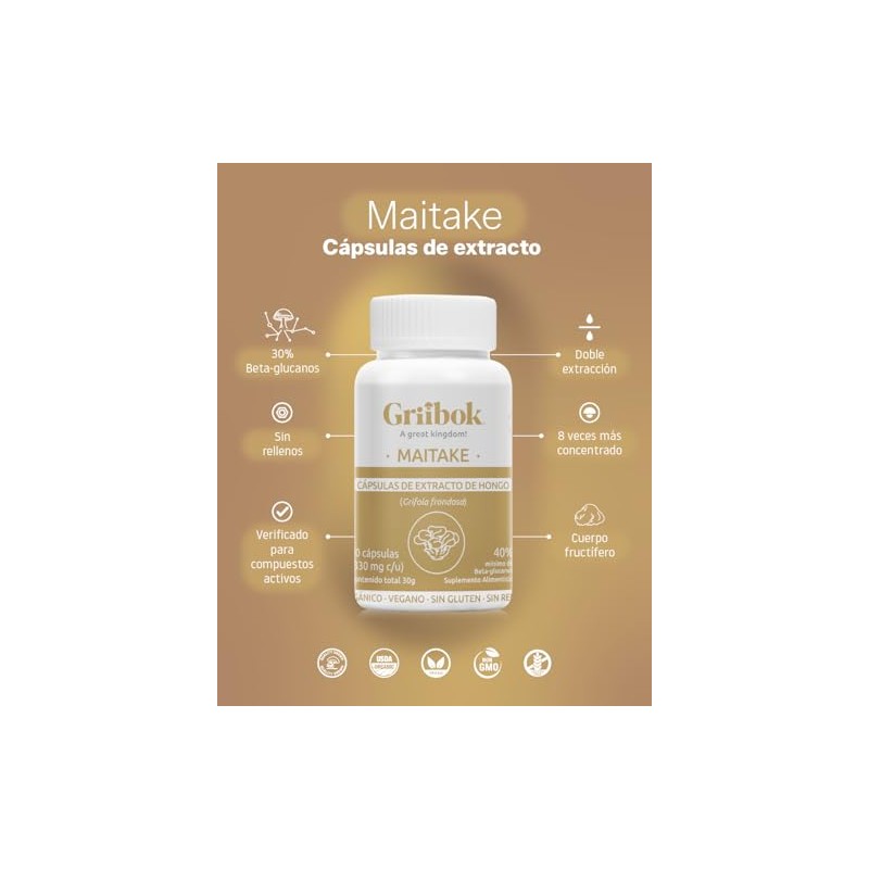 Griibok Hongo Maitake 90 cápusulas de 330 mg cu Orgánico
