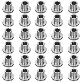 FOCMKEAS 30 Pcs M8 Total Height 0.51 in (13 mm) Round Base T-Nuts,Brad Hole Tee Nut,Carbon Steel Round Base T-Screws,Thread with Mounting Screws,Flange Insert Female Thread Plate for Furniture