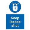 Viking Signs MQ220-A6P-V "Keep Locked Shut" Sign, Vinyl, 150 mm