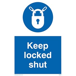 Viking Signs MQ220-A6P-V "Keep Locked Shut" Sign, Vinyl, 150 mm H x 100 mm W