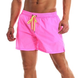 YnimioAOX Men's Swim Trunks Quick Dry Beach Shorts Swimwear Bathing Suit with Mesh Lining,Pink,38