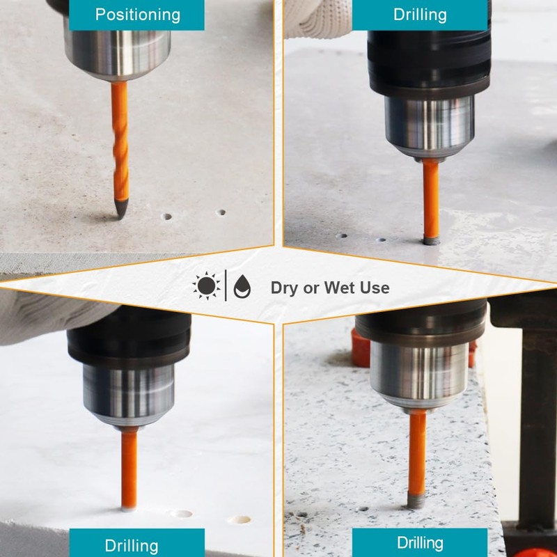 EXFEIN Tile Drill Bits Kit 6mm 5pcs Quick-fit Shank& 6mm