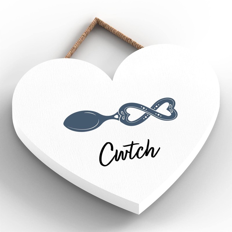 Global Designs Cwtch Cuddle Welsh Love Spoon Wooden Heart Hanging