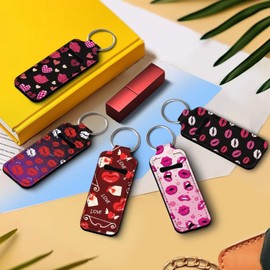 SEANATIVE Red Lips Lipstick Lip Gloss Lip Balm Chapstick Holder Keychain Lipstick Tube Holder Clip-on Lip Gloss Travel Storage Accessories for Women