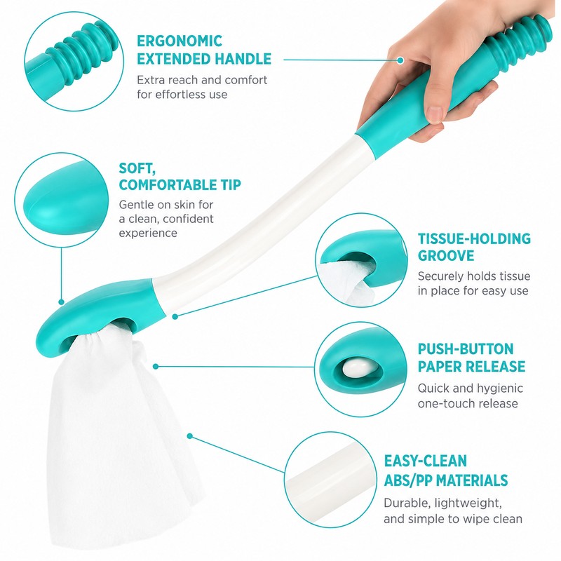 Long-Handle Toilet Wiping Aid for Daily Personal Care – Bend-Free