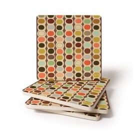 CoasterStone Mid Century Modern Bead Pattern Drink Coasters, 4.25 Inches Wide, Set of Four