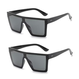 Jowxsx 2 Pcs Vintage Flat Top Oversized Square Sunglasses400 Women Men Sunglasses Streetd Square Sunglasses Driving Lux Flat P8B6 Top Shooting Trendy Square Eyewear Outdoor