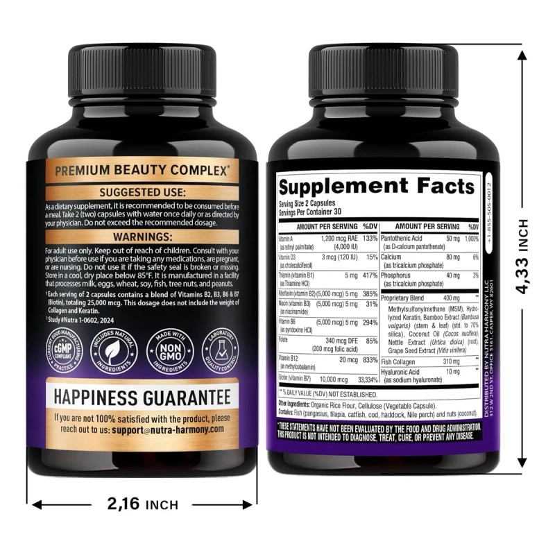 Nutra Harmony Biotina Crecimiento Cabello Y Uas 60 Cps Sin