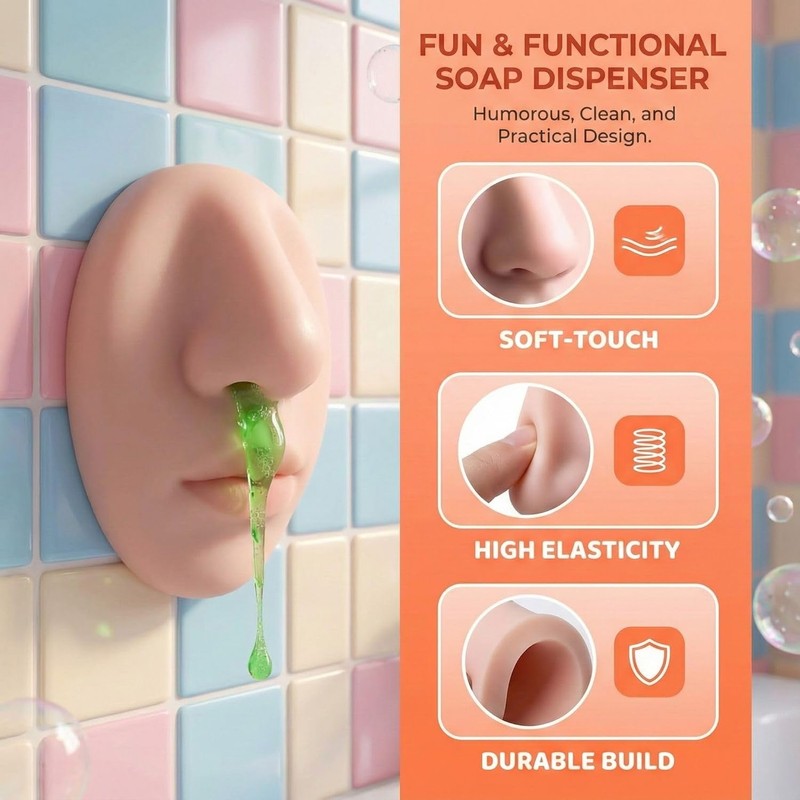 1PCS Nose Soap Dispenser, Silicone Material, Wall-Mounted