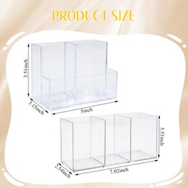 LUODAKA 3 PCS Clear Acrylic Makeup Brush Organizer, Makeup Organizer Small, Clear Acrylic Makeup Organizers for Brushes Lipsticks Skincare, Desk Organizers