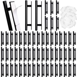 LECEHIVO 60 Pack Stick on Drawer Pulls Plastic Push Pull Handles Self Adhesive Door Cabinet Handles Peel and Stick Cabinet Helper for Kitchen, Sliding Door, Furniture (Black)