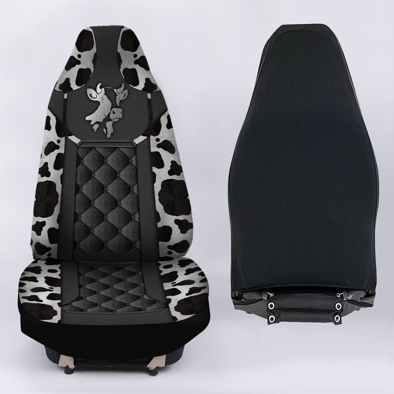 STUOARTE Cow Print Car Seat Covers for Front Seats, 2