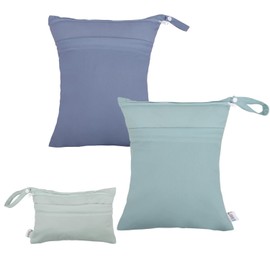 ALVABABY Wet Dry Bags Waterproof Reusable Two Pockets Travel Storage Bag Cosmetic Bag Handbags Wash Bag 3 Pieces Beach Pool Daycare Soiled Swimsuits or Wet Clothes 3L-SML04-CA