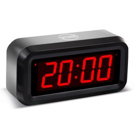 Timegyro Digital Alarm Clock Battery Operated with LED Display for Bedrooms, Long Battery Life for 12 Months, 3 Brightness Adjustable, 12/24 Hour, Snooze, Black Case with Red Digits