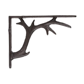 BRASSTAR Cast Iron Deer Antler Design Wall Shelf Brackets Thick Heavy Duty Wall Hanger Antique Home Farmhouse Decorative 2PCS 6.2’’(H) TQGJPT299-02