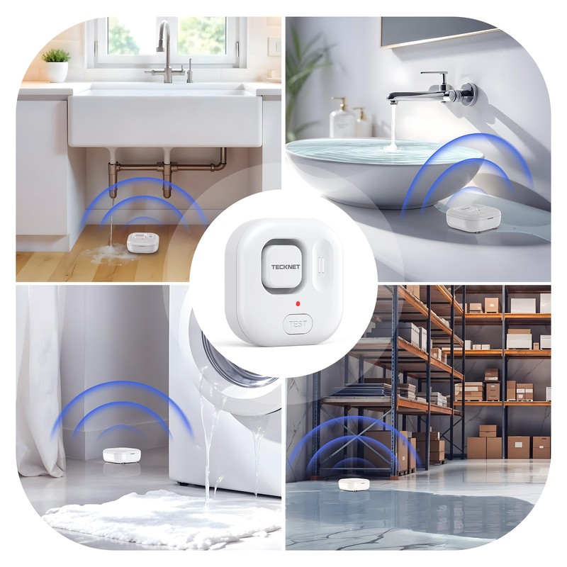 TECKNET Water Leak Detectors for Home, 120dB Water Sensor Alarm