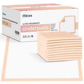 MKISS Incontinence Bed Pads 40" x 40"(20 Count), Heavy Duty Super Absorbent Disposable Underpads, Extra Large and Strength Chucks Pee Pads for Adults, Children, Babies, Elderly and Pets