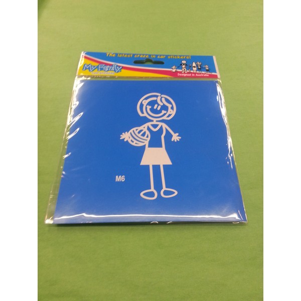 My Family Car Stickers ~ Sticker MOTHER/MUM WITH NETBALL (M6)