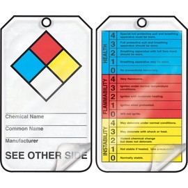 Accuform THS101LCP Self-Laminating Hazardous Material Tag, (NFPA Diamond/Hazard Code Index), 5.75" x 3.25" x 0.010" Thickness, PF-Cardstock, Blue/Red/Yellow/Black on White (Pack of 25)