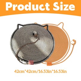 Hojalis 2 Pcs Cat Scratcher Mat, 42cm Natural Cotton Rope Cat Scratch Pad, 16.5’‘ Round Horizontal Floor Cats Scratching Pads, Cats Furniture Protector for Wall, Couch, Carpets, Sofa(Two colors)