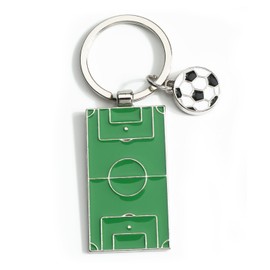 MUCOOS Soccer Keychain,Green Soccer Field Keychain with Ball Charm,Sporty Gift for Players Fans Women Men Birthday