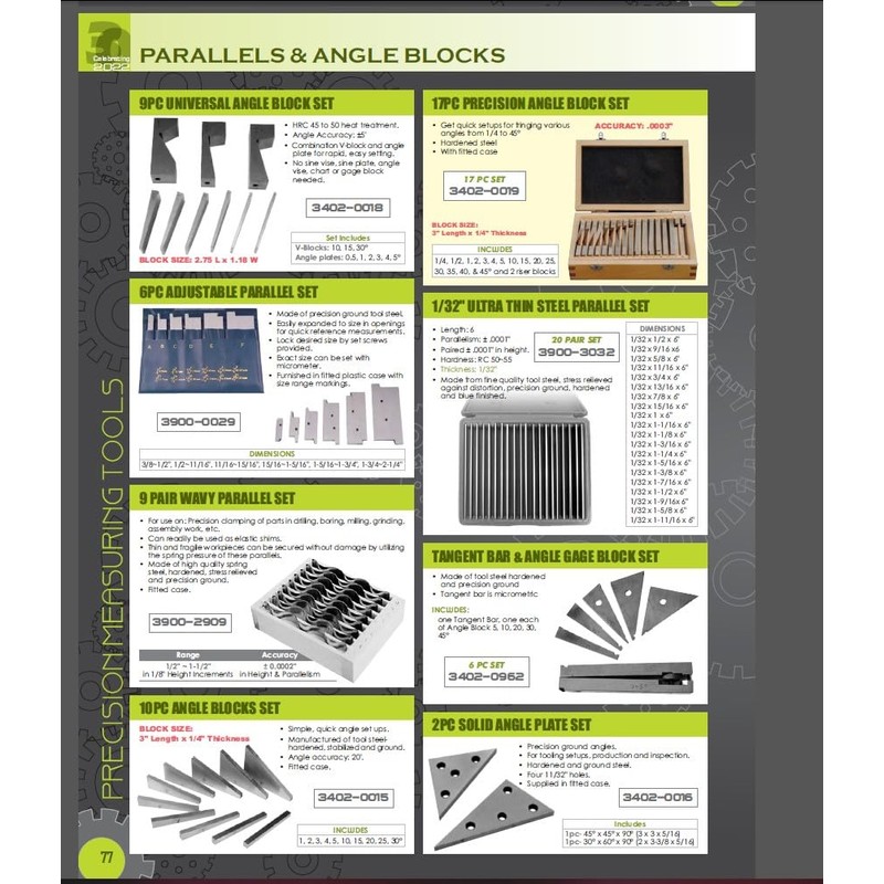 HHIP 3900-3008 8 Pair Precision Parallel Set, 1/2" Size, Steel