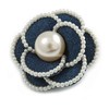 55mm Layered Blue Denim Fabric with White Faux Pearl Bead