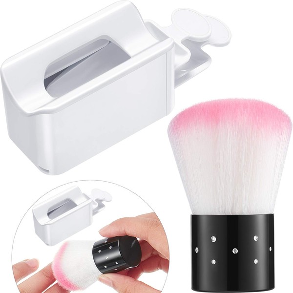 Nail Dipping Powder Recycling Tray System French Nail Dip Container and Soft Nail Art Dust Remover Powder Brush Cleaner for Nail Art Manicure and Makeup Tool (Pink)