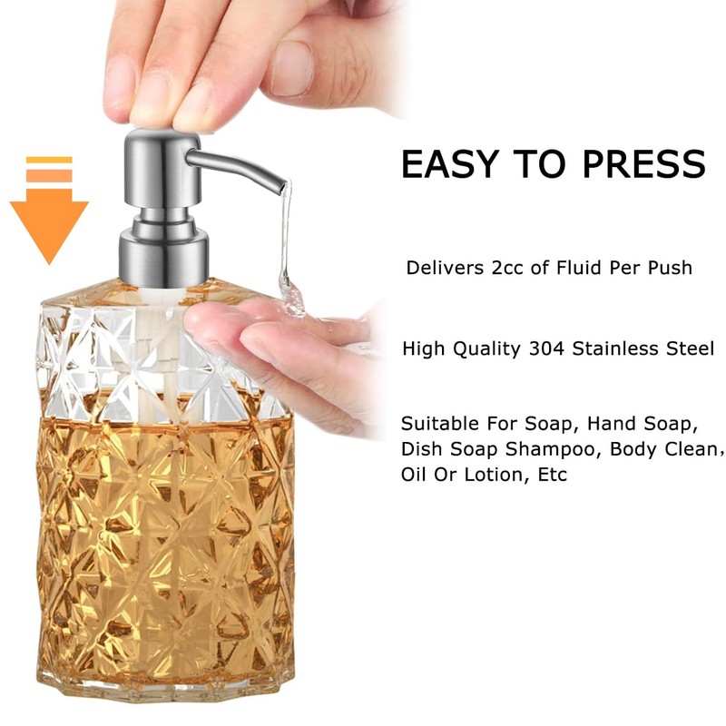AUNRGO Soap Dispenser Pump Replacement - Silver Brushed Finish 304