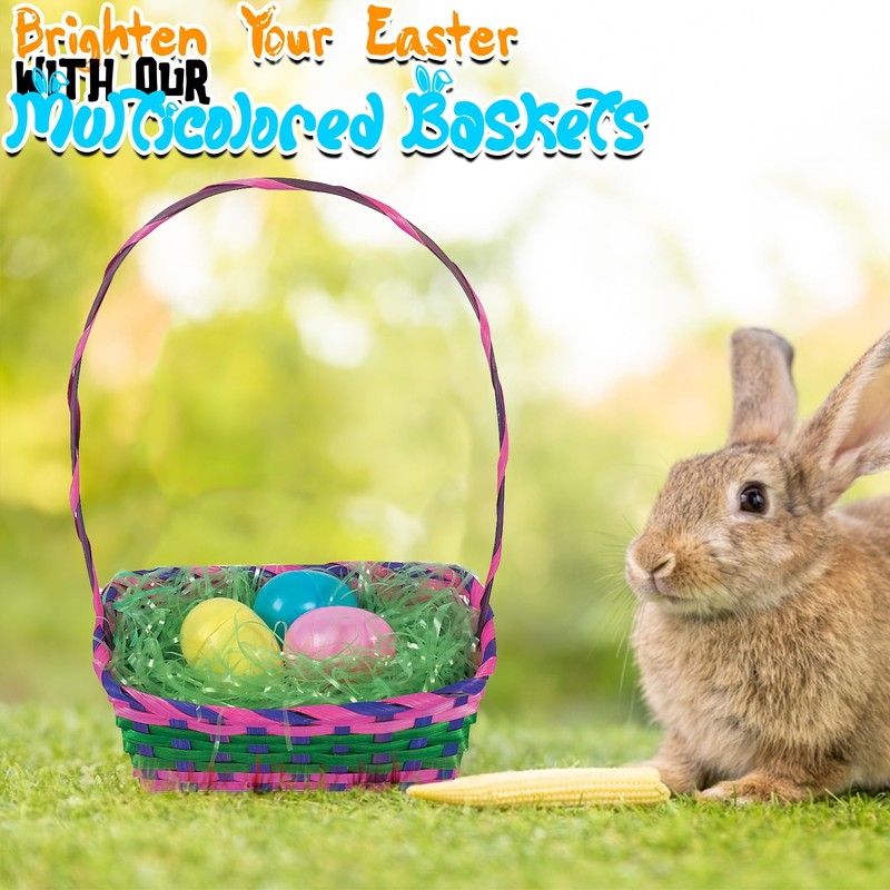 Multicolored Rectangular Easter Baskets - Bulk set of 12, Each