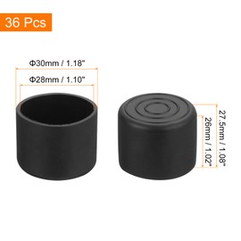 sourcing map 36Pcs Chair Leg Caps, Fit OD 28mm (1-1/8 Inch) Non-Marking PVC Chair Leg Tips Non-Slip Chair Leg Floor Protectors Round Table Covers End Caps for Furniture, Black
