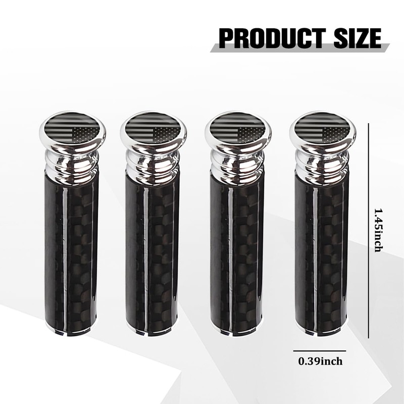 Sandfren 4PCS Carbon Fiber American Flag Car Lock Knobs, Vehicle