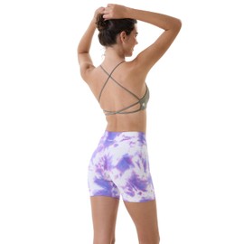 AUROLA Dream Tie Dye - Pantalones cortos de entrenamiento para mujer, sin costuras, suaves y activos, Fantasy Jacaranda Tie Dye, M