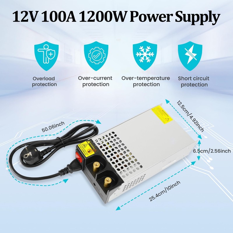 DC 12V 100A 1200W Power Supply 110V AC to 12V