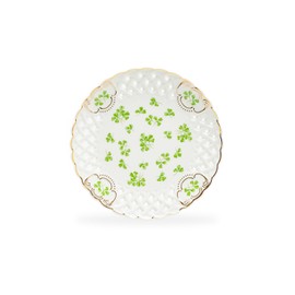 Gracie China Shop Grace Teaware Set of One 7.5"" Shamrock Fine Porcelain Dessert Salad Plate with Pierced Design One Plate
