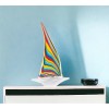 Homeroots 14" Clear Red Blue Yellow Murano Glass Sailboat Tabletop