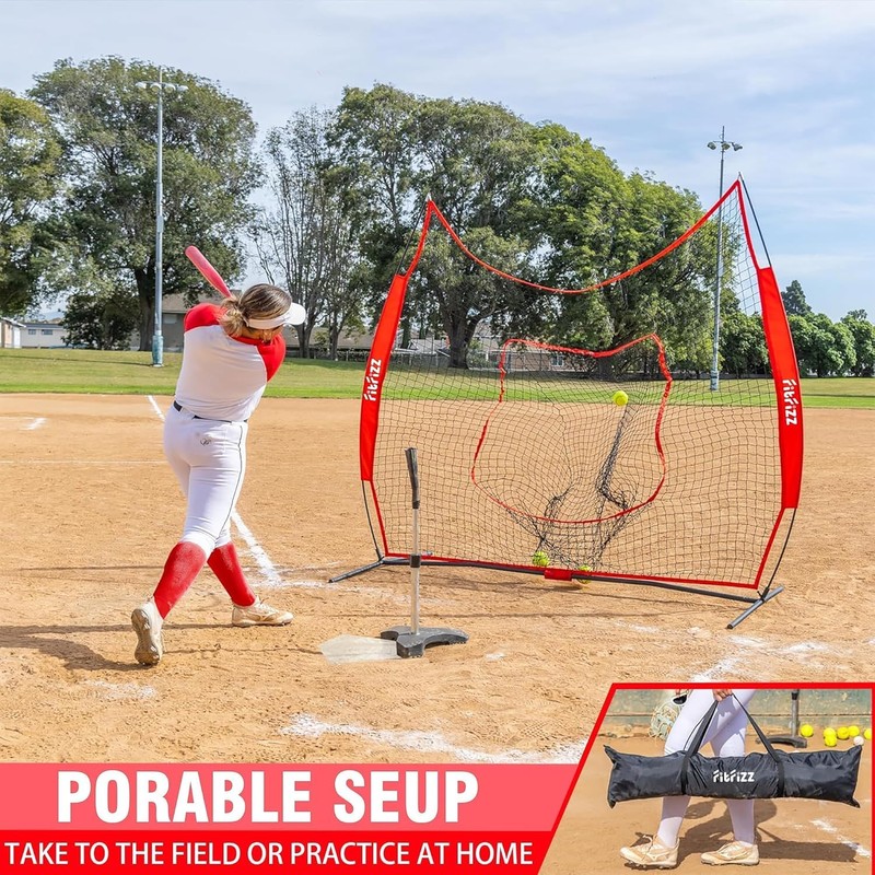 FITFIZZ 7x7 ft Baseball Net for Batting Pitching Hitting, Softball
