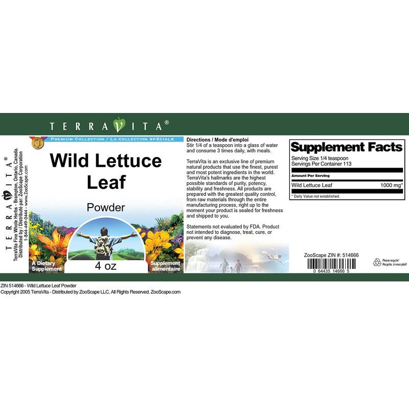 Wild Lettuce Leaf Powder (4 oz, ZIN: 514666) - 3