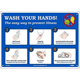 NMC WH5RB WASH YOUR HANDS, Sign, RIGID PLASTIC, 10" x 14"