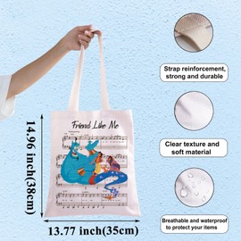 WZMPA Aladdin Magic Lamp & Genie Tote Bag Aladdin & Jasmine Princess Fans Gift Friend Like Me Magic Lamp & Genie Grocery Reusable Bag Aladdin Merch (Friend like me TG)